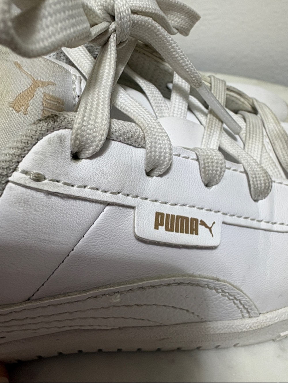 Puma Kids White Sneakers with Gold Accents - Picture 13 of 13